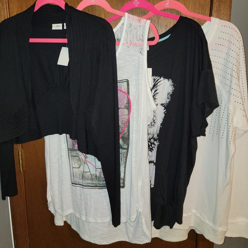 Lot 4 22/24 26/28 Cato Shrug Bling Paris Pineapple Lace Top Sweatshirt 3x 4x New